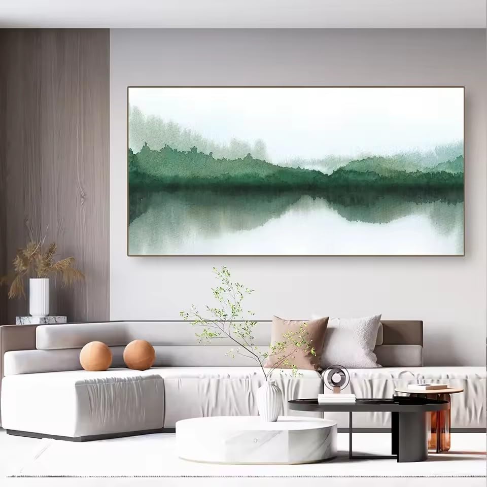 Tableau forêt lac vert pour habiller un grand mur vide affiche salon 70x140