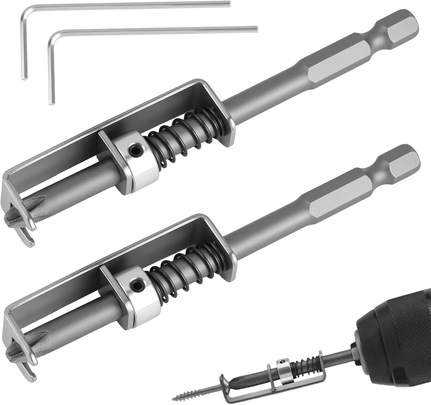 Serplex® 2PCS Spring-Loaded Screw Holder Bit, 1/4" Hex Shank Steel Screw Holding Attachment for Drill & Screwdriver, Adjustable Grip for Wood & Self-Tapping Screws, Precision Alignment Tool for Tight-image-46