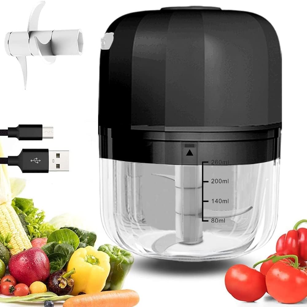 Tritatutto Elettrico USB Da 250 Ml Per Aglio E Carne | Lama Acciaio Inox E BPA Free | Ricaricabile Portatile