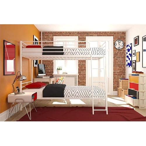 Dhp Tailor Convertible Bunk Bed, Converts To Two Twin Beds, Twin-Over-Twin, White #TOP4