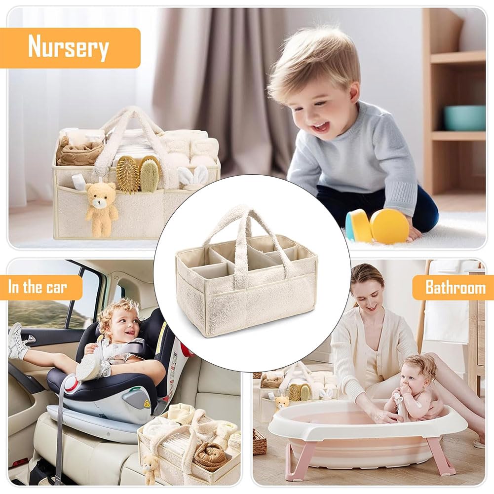 Organisateur Couches Bébé Navaris - Panier Rangement Avec Poches Latérales Et Séparateur Amovible