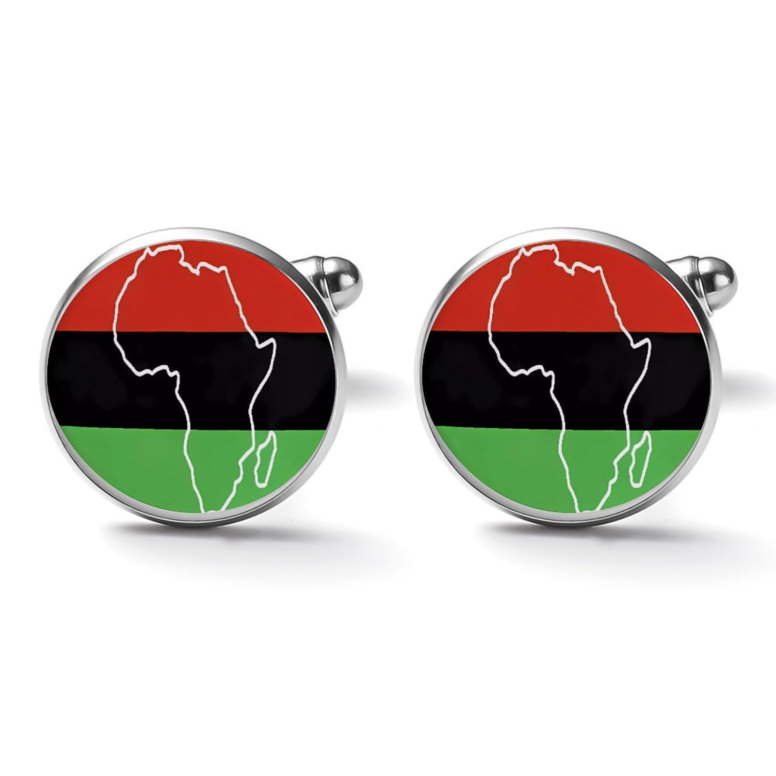 African American Afro Flag Cufflinks Funny Cuff Links Cute Shirt Studs Accessories Jewelry Gift for Men