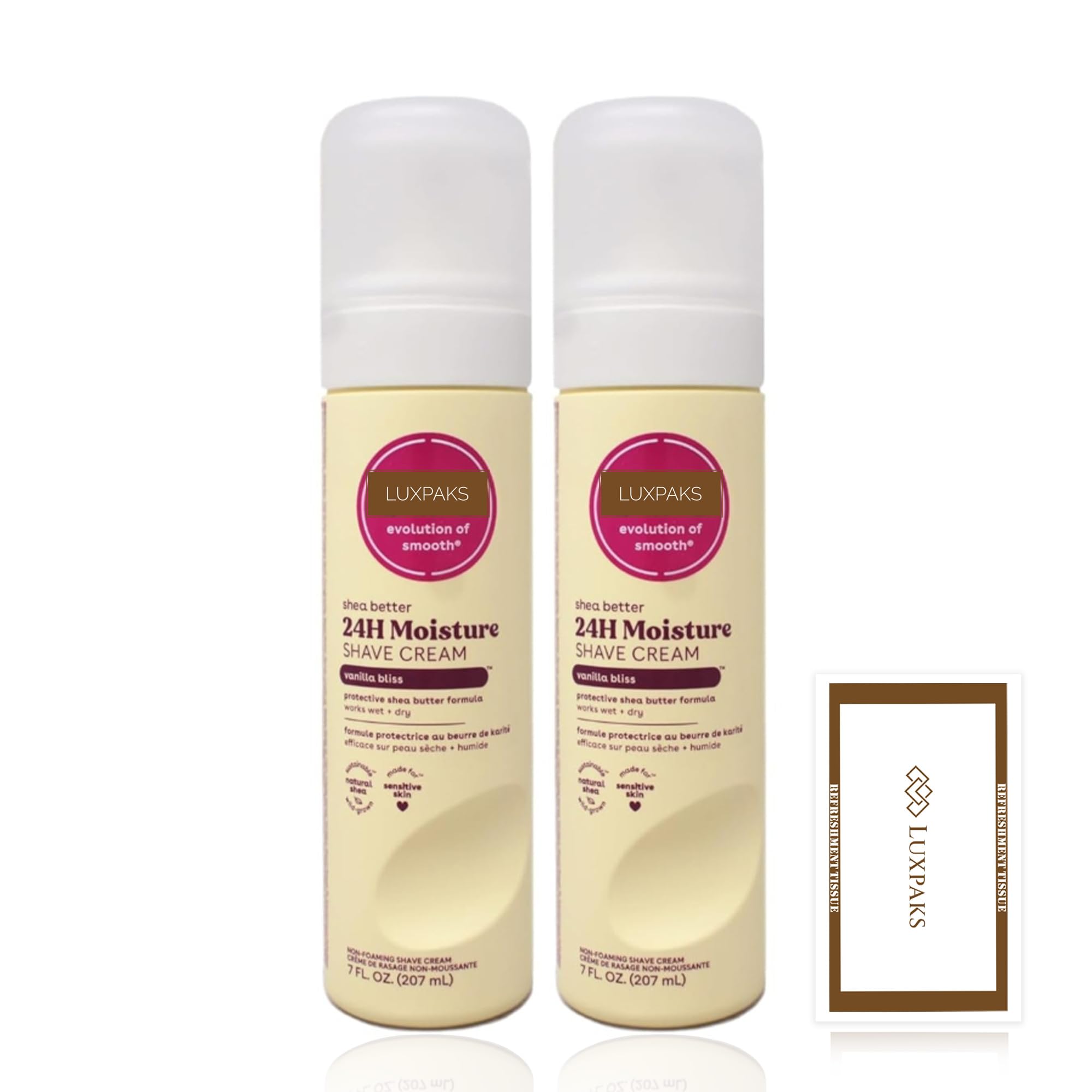 Salvietta detergente in bundle con crema da barba E.O.S Vanilla Bliss (414 ml, confezione da 2) - Crema da barba ultra idratante per le donne Luxpaks