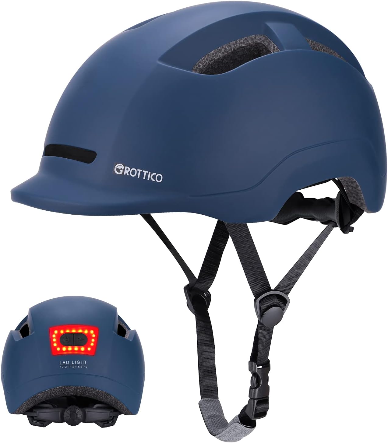 Adult Bike Helmet with Light - Dual Certified for Bicycle Scooter Skateboard Road Cycling Skating Helmet