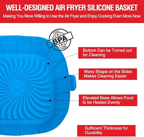 Miniatura 7 de Forros de silicona para freidora de aire para freidoras pequeñas de aire de 2 a 3 QT, olla de cesta y tazón de silicona reutilizable antiadherente,