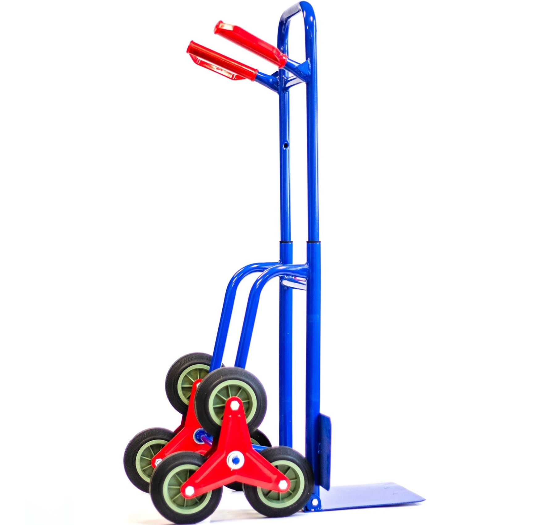 Treppensteiger Klappbar, max. 200 kg, Sackkarre, Pulverbeschichtet Blau Ideal für Treppe Logistik Transport Flexibel lagerbar Höhenverstellbar 6X Vollgummi Reifen - Klappbare Treppensackkarre