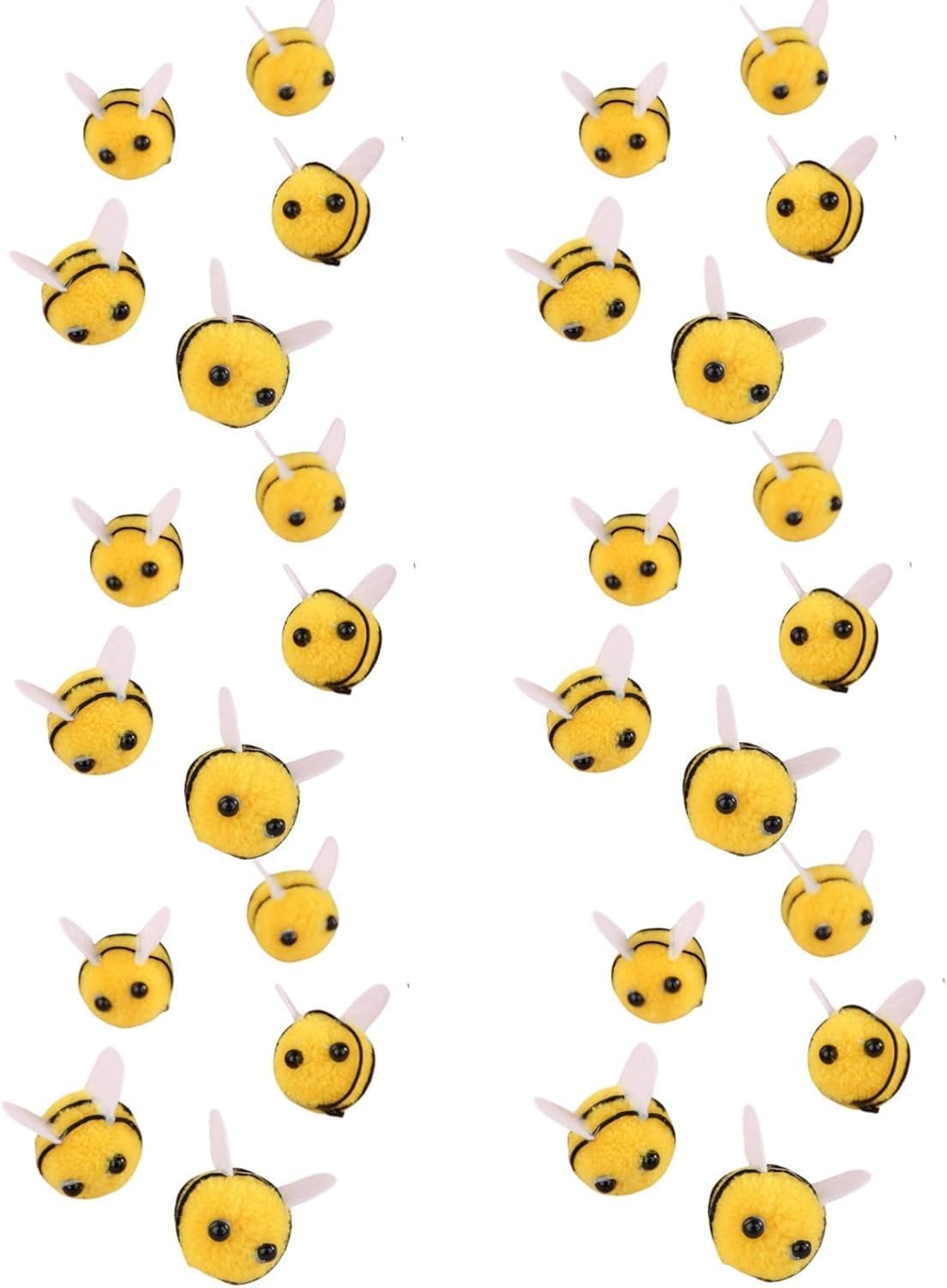 SelHeng 30 Pcs Felt Bees for Crafts Cute Pom Pom Bees Small Felt Craft Balls Mini Bees Figures for Decorations DIY Supplies Felt Applique Kits