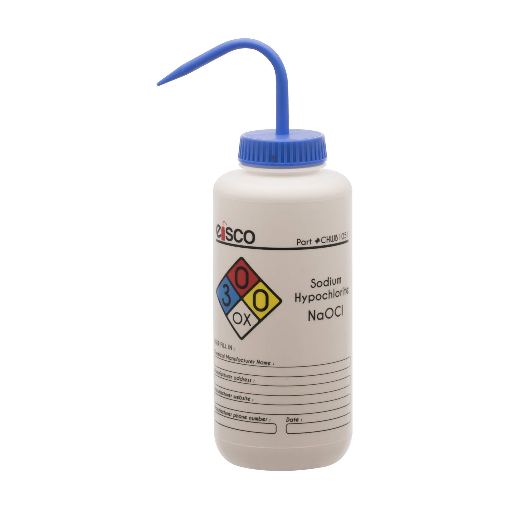 Flacon de lavage hypochlorite de sodium 1000 ml : finies les fuites de Javel sur la paillasse
