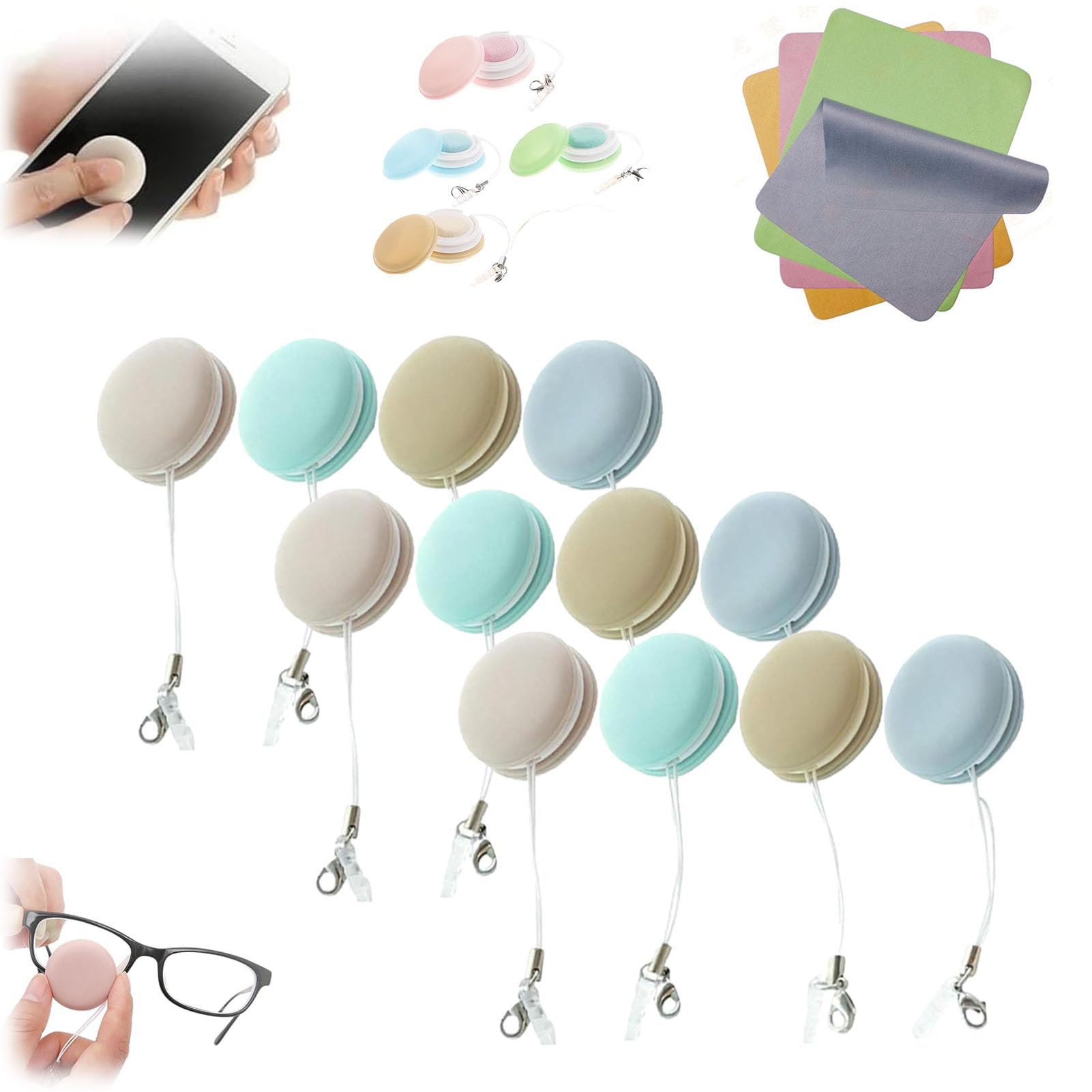 Hopasrisee 12Pcs Zabernim-4 Screen Cleaner, Zabernim Screen And Eyeglass Brush, Zabernim-4 Phone Cleaner, Macaron Phone Screen Cleaner, Phone Screen Cleaner Cloth, Cell Phone Screen Cleaner Wipes (12Pcs)