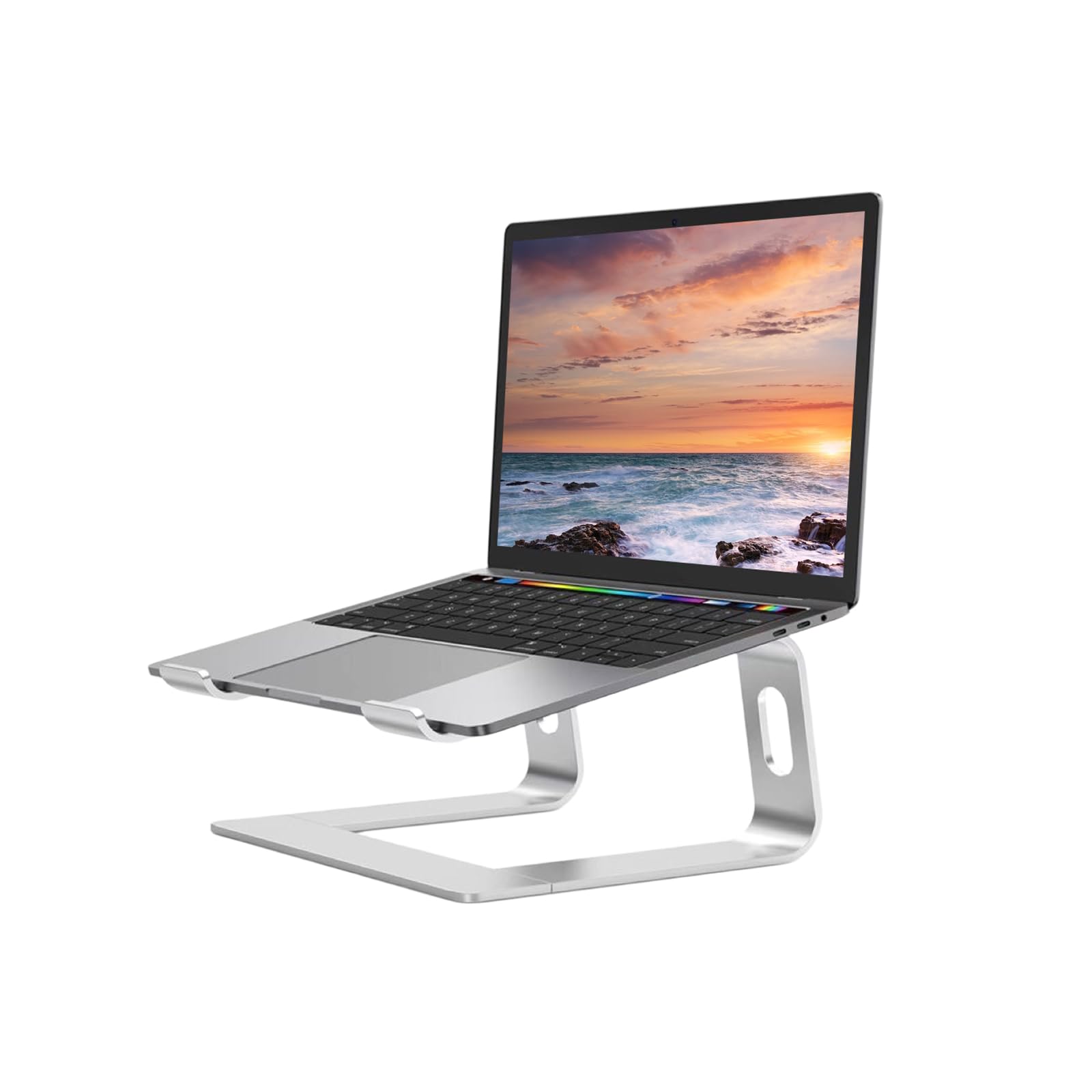 JOYOKYOPK Laptop Stand for Desk, Computer Stand Laptop Holder Stand for Desk, Aluminum Laptop Desk Mount, Fit for MacBook Air/Pro, Dell, HP, Lenovo and All Laptops 11-16 inch, Silver