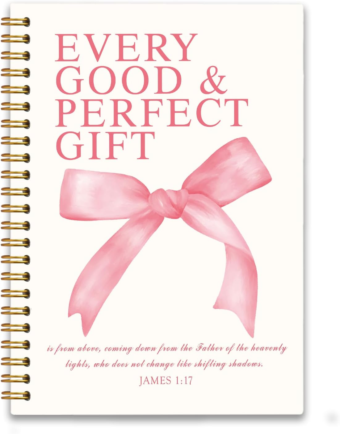 Pink Bow Bible Spiral Scripture Journal Notebook, James 1:17 Coquette Pink Christian Journaling Notebooks for Women Girls, 80 Sheets 5.8x8.3 JAMES(Style 1)