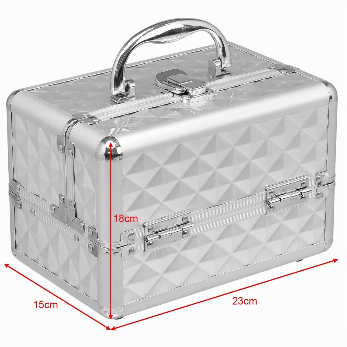 COSTWAY Coffret de Maquillage Mallette de Maquillage Mallette Cosmétique avec Miroir (Argent)