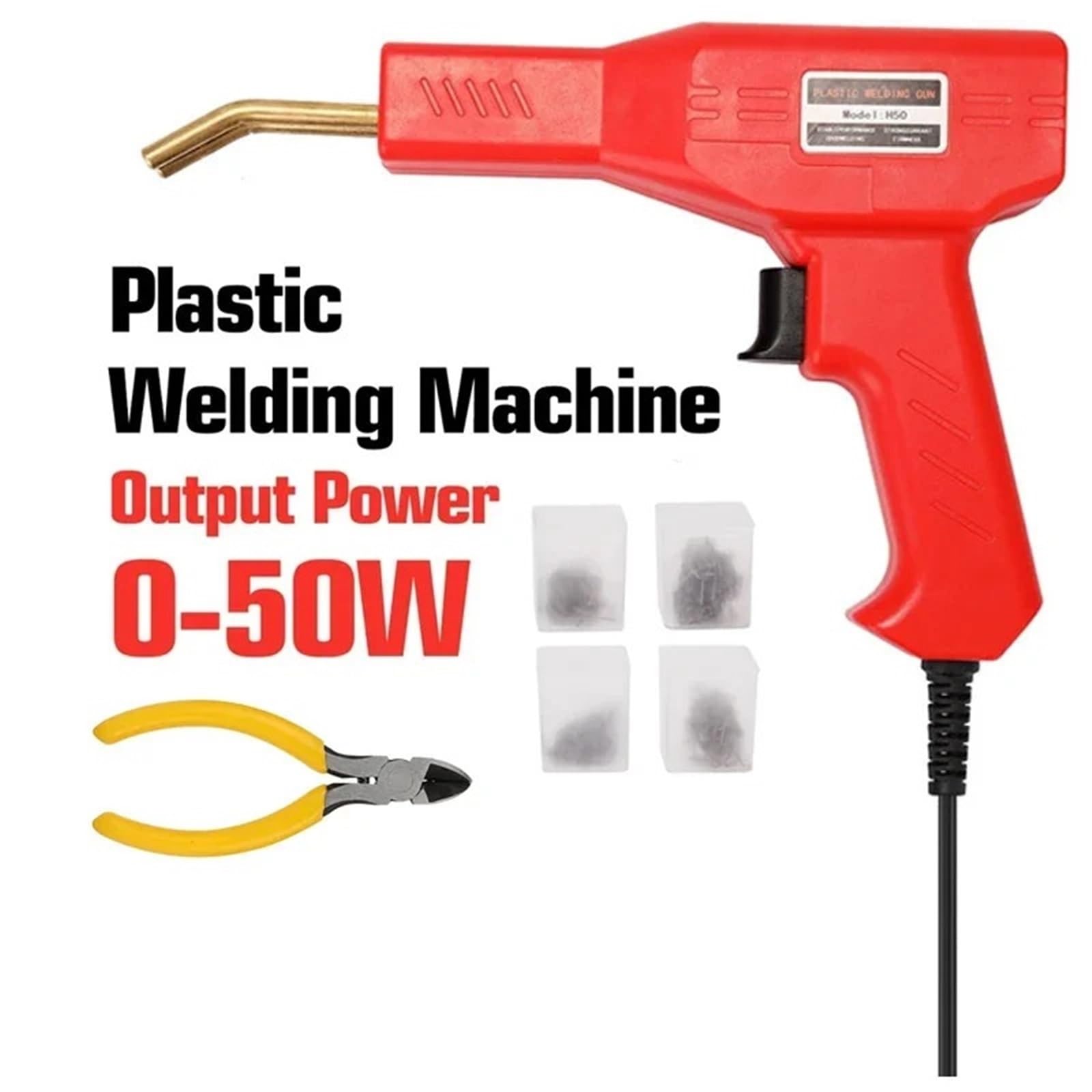 Kit profesional pistola para soldar plásticos: 4 grapas para parachoques coche, y herramientas reparación. Soldadora plástico. Plástico Soldadura Máquina