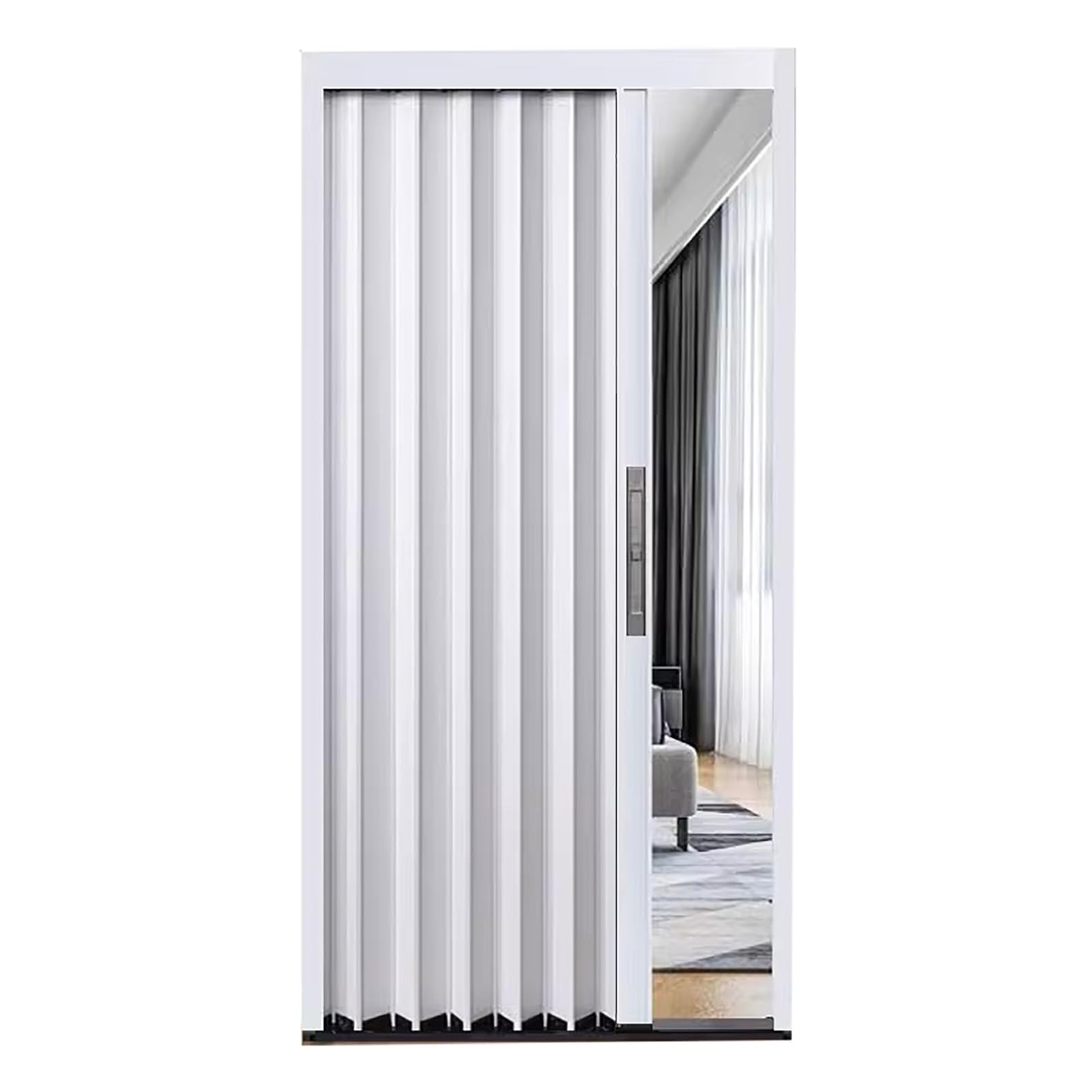 Drzwi harmonijkowe z PVC, Drzwi składane harmonijkowe 203 cm do kuchni i łazienki, wielokolorowe, różne rozmiary, z zamkiem(Gray Frame,34x80in/86x203cm)