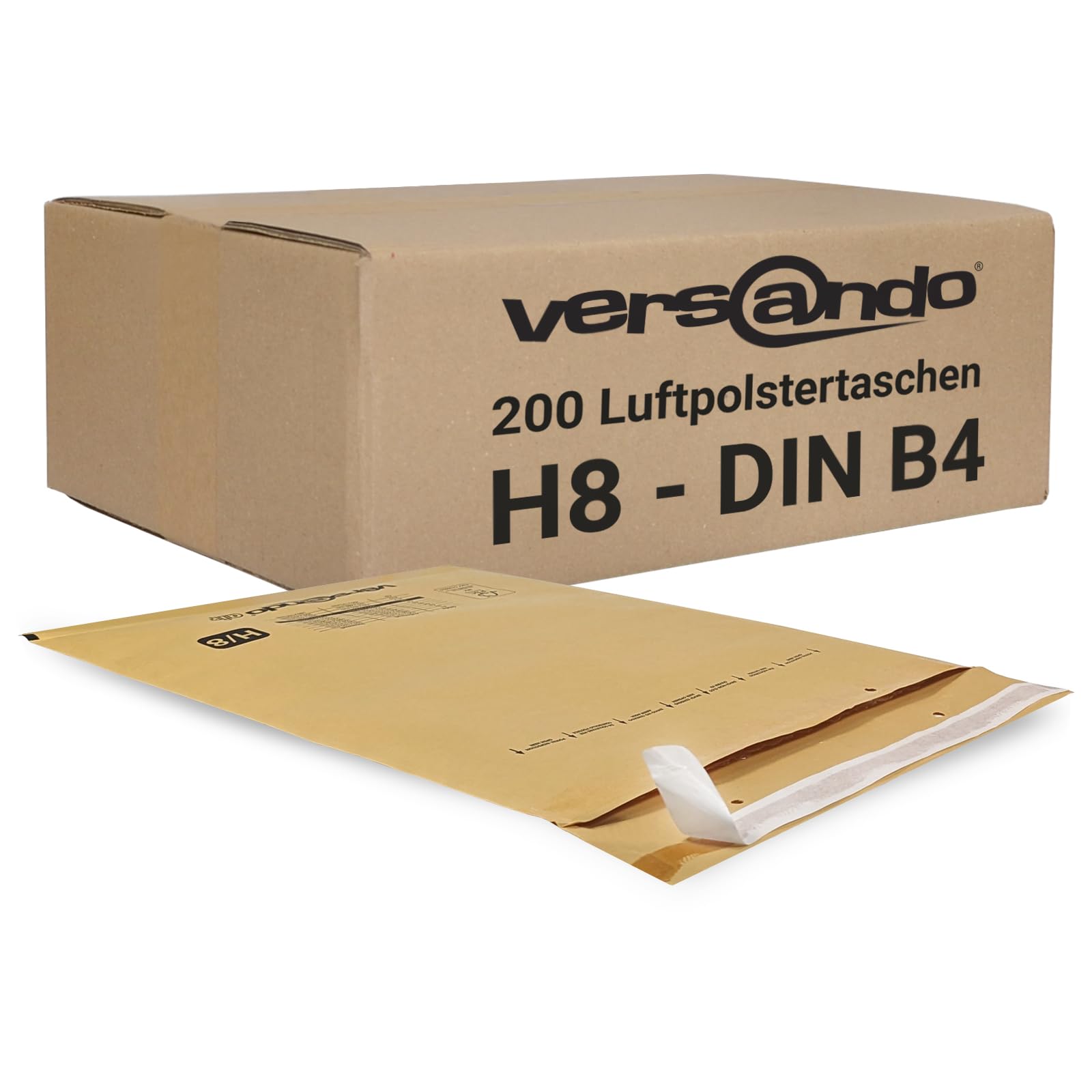 versando 200 sobres acolchados H8, tamaño interior 270 x 360 mm, | dimensiones exteriores 290 x 370 mm, color marrón/amarillo dorado para DIN B4