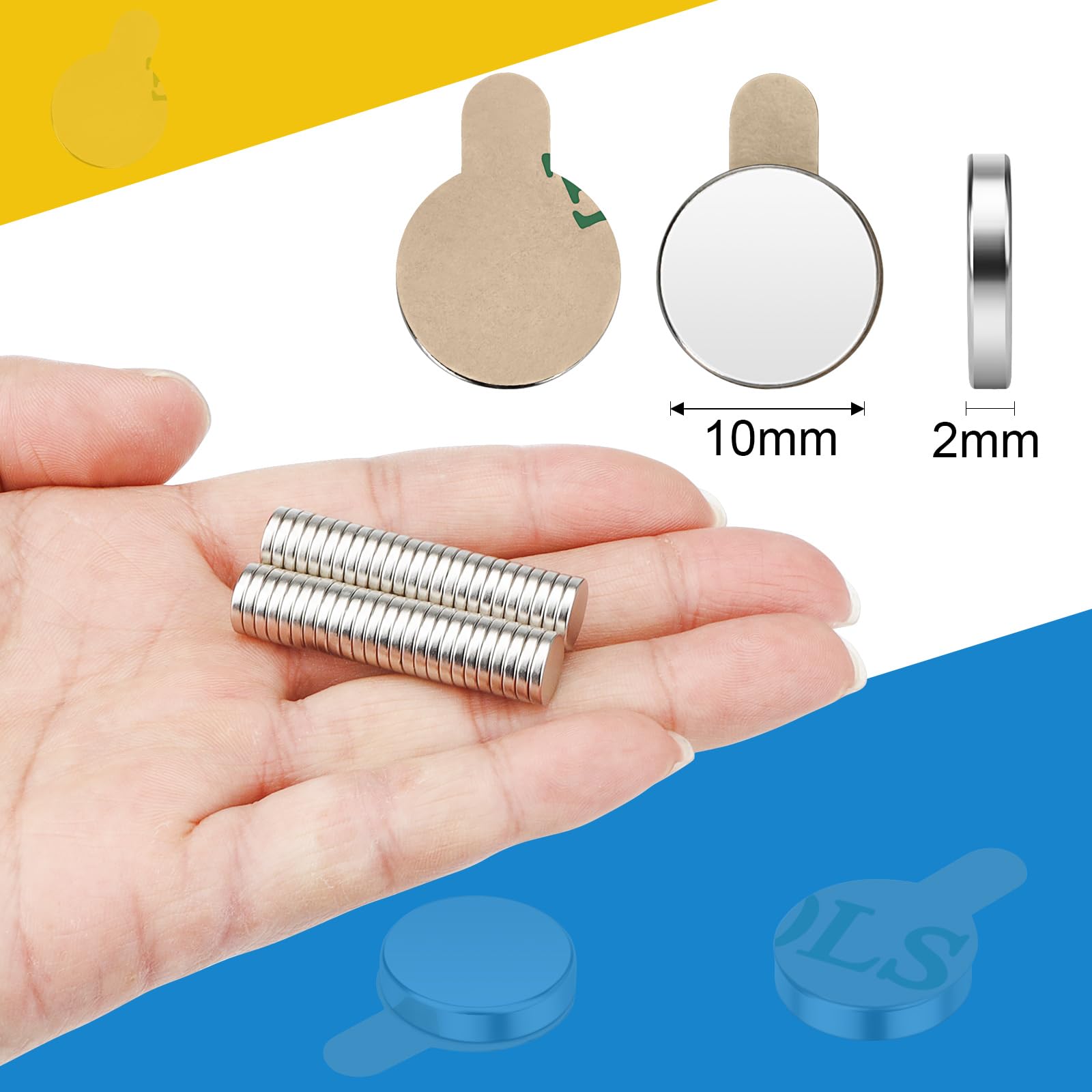 Wukong 10×2mm Imanes Neodimio Imanes Pequeños, 50 Piezas Imanes Potentes Imanes Adhesivos, Imanes Pizarra Magnetic, Imanes Nevera para Pizarras Blancas, Oficinas y Tablones de Anuncios