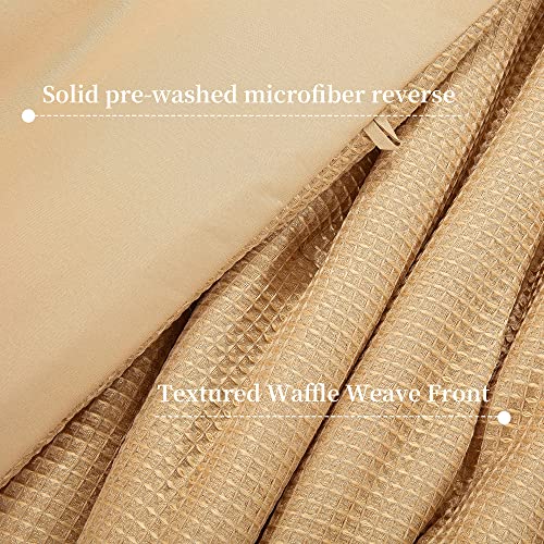 Hombys Waffle Weave Oversized King Size 120" X120" Comforter Set, 3Pcs Washed Microfiber Boho Lightweight Bed Comforter,Ultra Soft Ginger Down Alternative Comforter With 2 Pillow Shams #TOP4