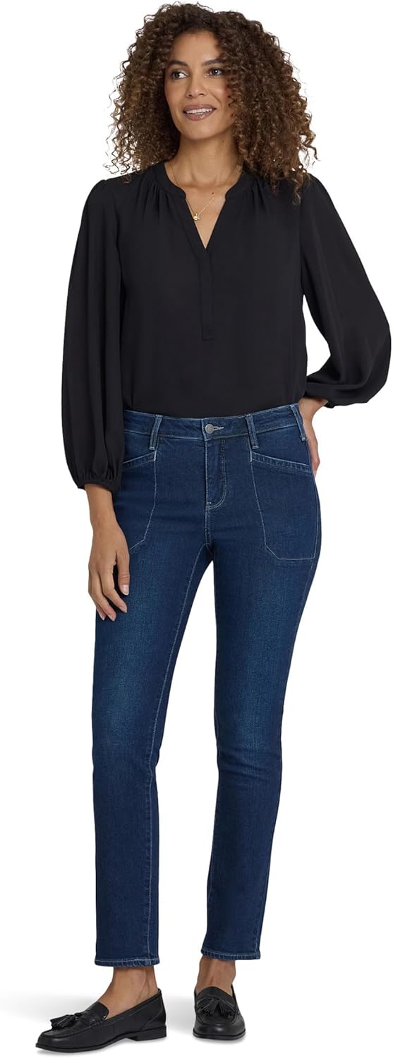 NYDJ Womens Sheri Slim Ink Skyline 4 Inseam: 30