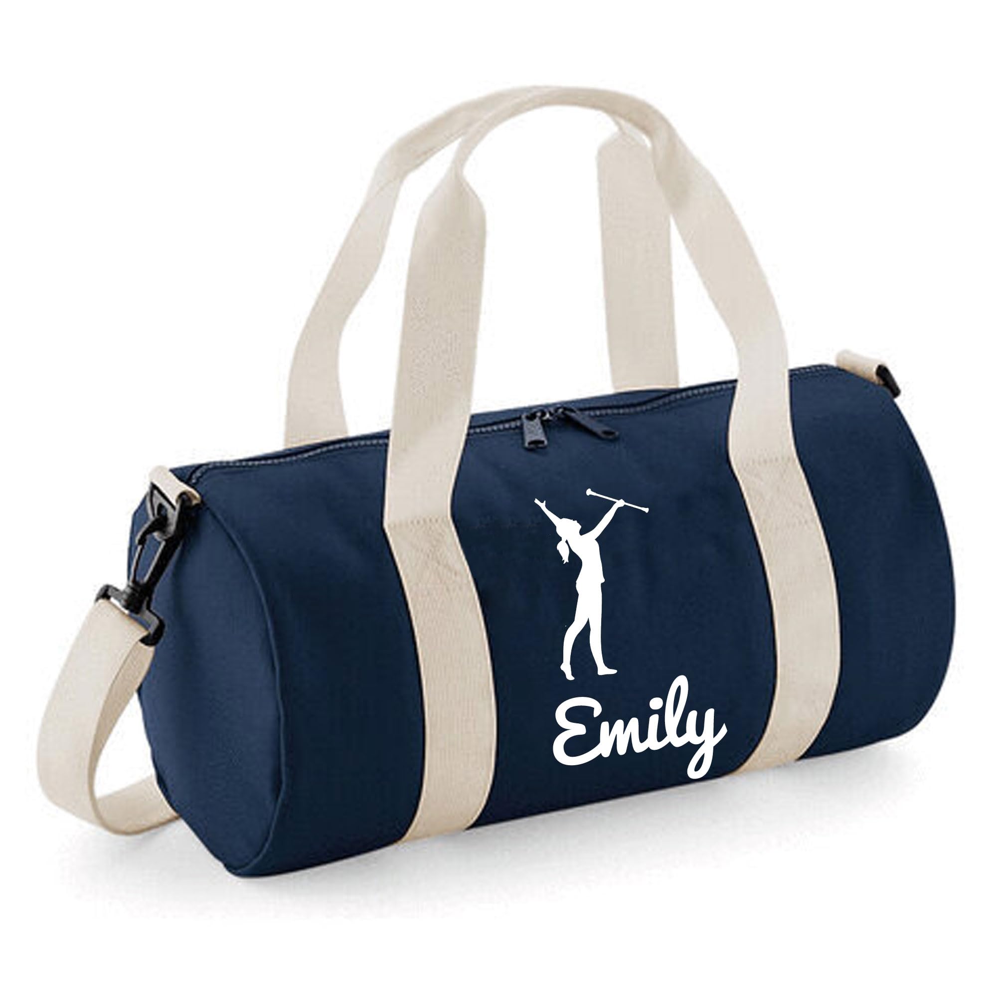Personalised Baton Twirl Barrel Bag Sports Holdall for Boys & Girls, 12L Durable Gym Bag Training Kit Bag, 20x20x40cm Stylish Sports Equipment Storage - Navy