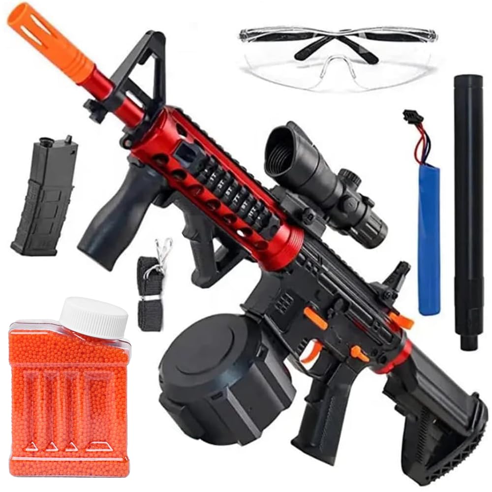 Toy gun M4A1 Gun Bullet Automatic rifle, glasses, silencer, 20,000 soft bullets, adult electric toy 8-12 years old boy birthday gift Christmas gift
