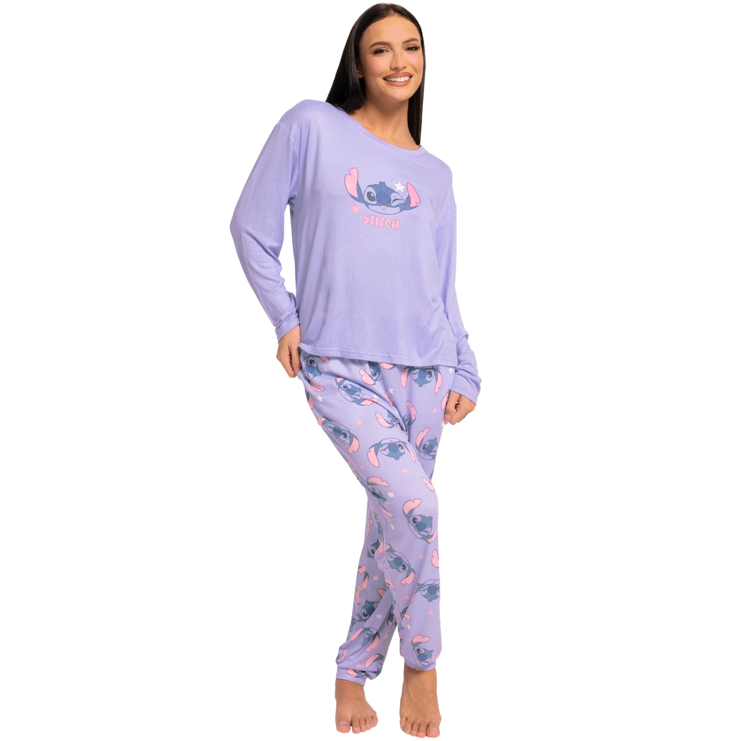 Disney Pigiama Donna Pigiama Stitch Signora | Pigiami Donna Invernale | Set Pigiamone Signora