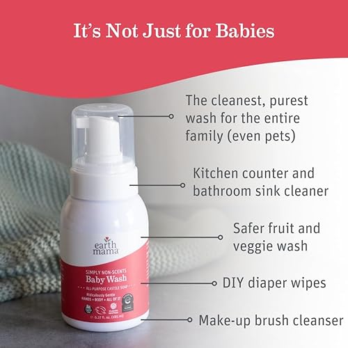 Miniatura 2 de Earth Mama Simply Non-Scents - Jabón de manos espumoso para bebés, orgánico multiusos sin fragancia para pieles sensibles, jabón de castilla con