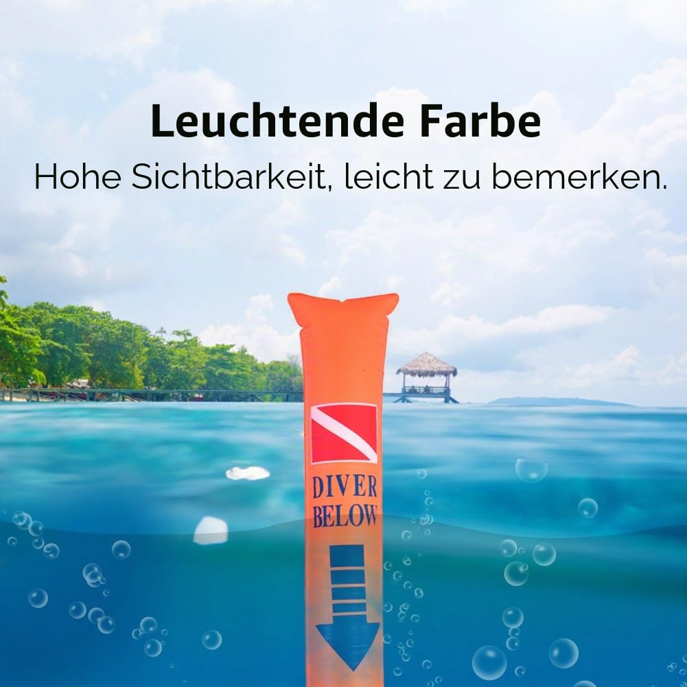 tauchboje mit Leine,Tbest taucherboje,Tauchen Boje Schwimmen Boje, Hohe Sichtbarkeits-aufblasbare Sporttauchen-Signalmarkierungs-Boje mit Aufbewahrungstasche