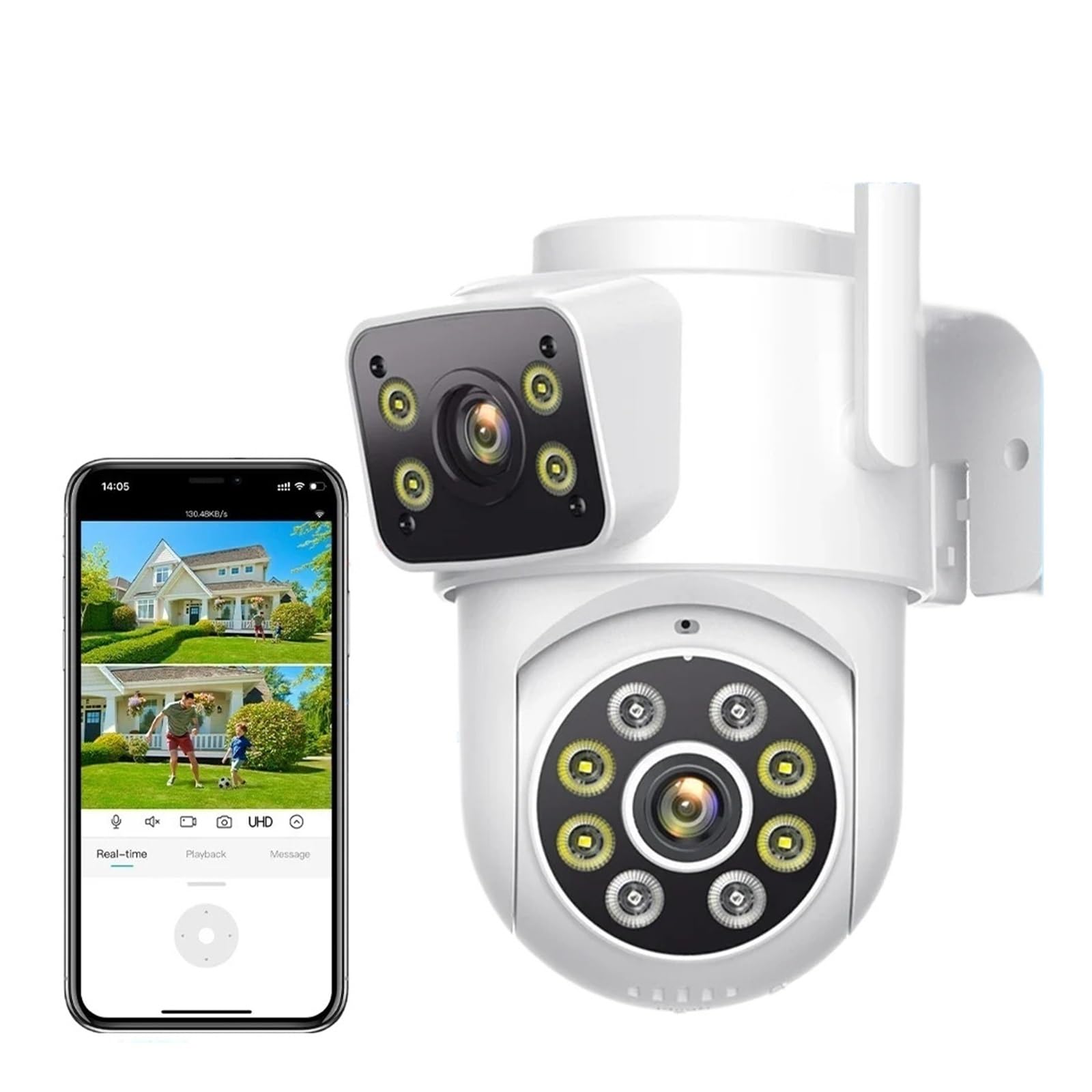 JVDDI 6MP PTZ Wifi Camera Dual Lens Dual Screens Home Surveillance Camera Night Vision CCTV IP Security Camera(6MP Add 64G Card)