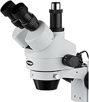 Vista 3 de AmScope SM-2TX Microscopio de zoom estéreo trinocular profesional, ocular WH10x, aumento de 3.5X-45X, objetivo de zoom 0.7X-4.5X, iluminación