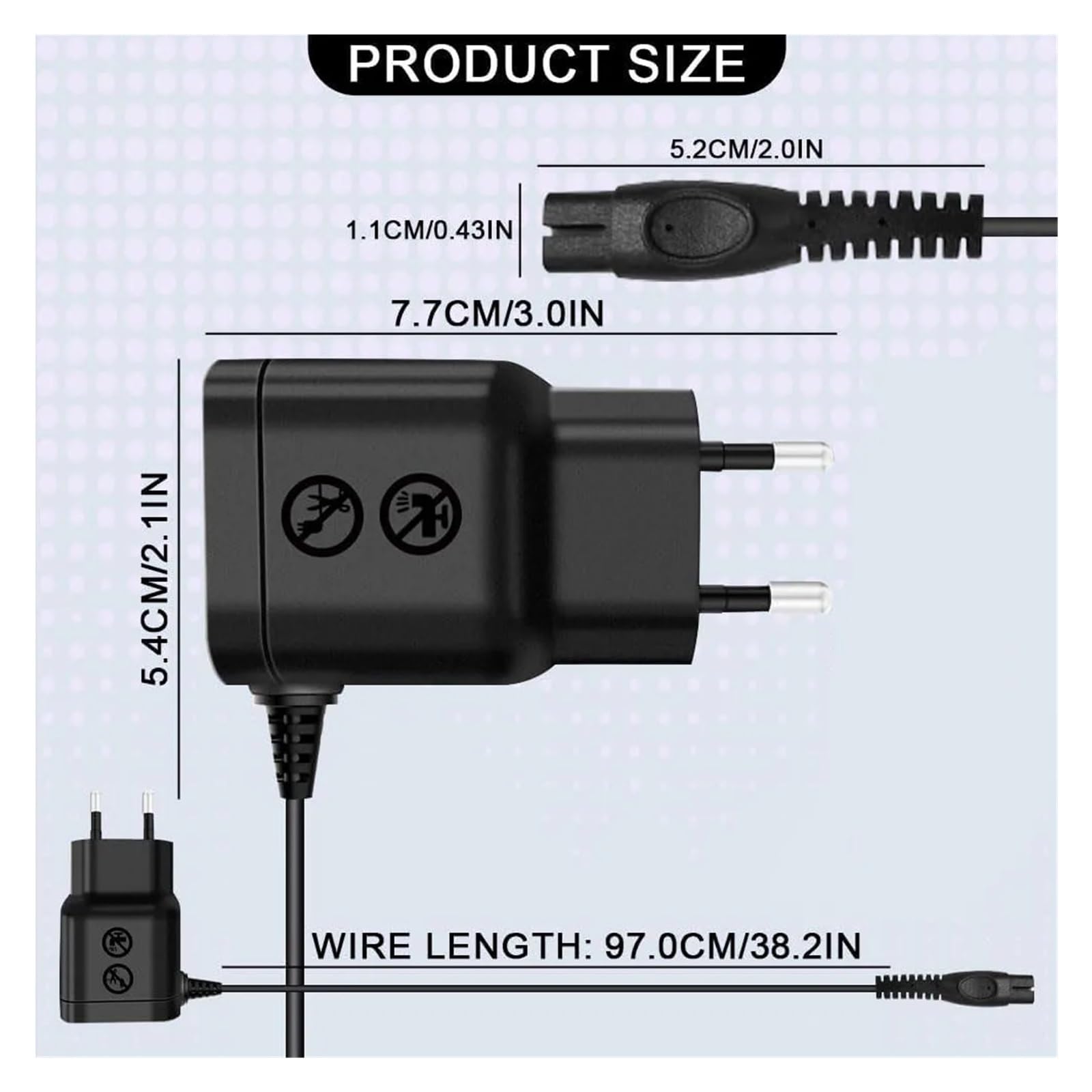 Convertitore Caricabatterie Adattatore For Rasoio KVIFO 5V EU, Compatibile Con Philips, Una Lama QP2724 QP2834 QP1424 QP1924 QP4631 Regolabarba(5V EU 2 PCS)