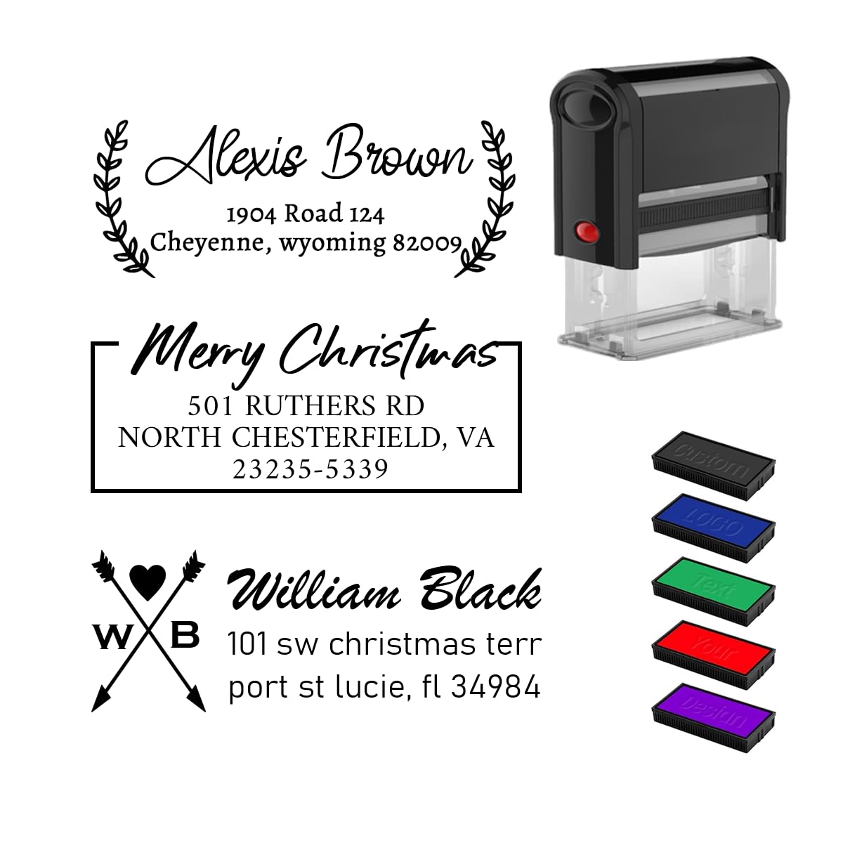 Custom Address Personalized Stamps, Customized Self-Inking Business Return Mail Stamp Rectangular,Large (1.6" x 2.4" / 1" x 3"), Rubber