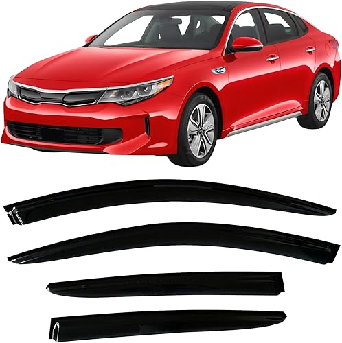 Deflectores de visera de ventana lateral con cinta adhesiva para Kia Optima K5 Lx S Ex Sx Special Premium Smoke Tinted Rain Guard 2017 2018 2019