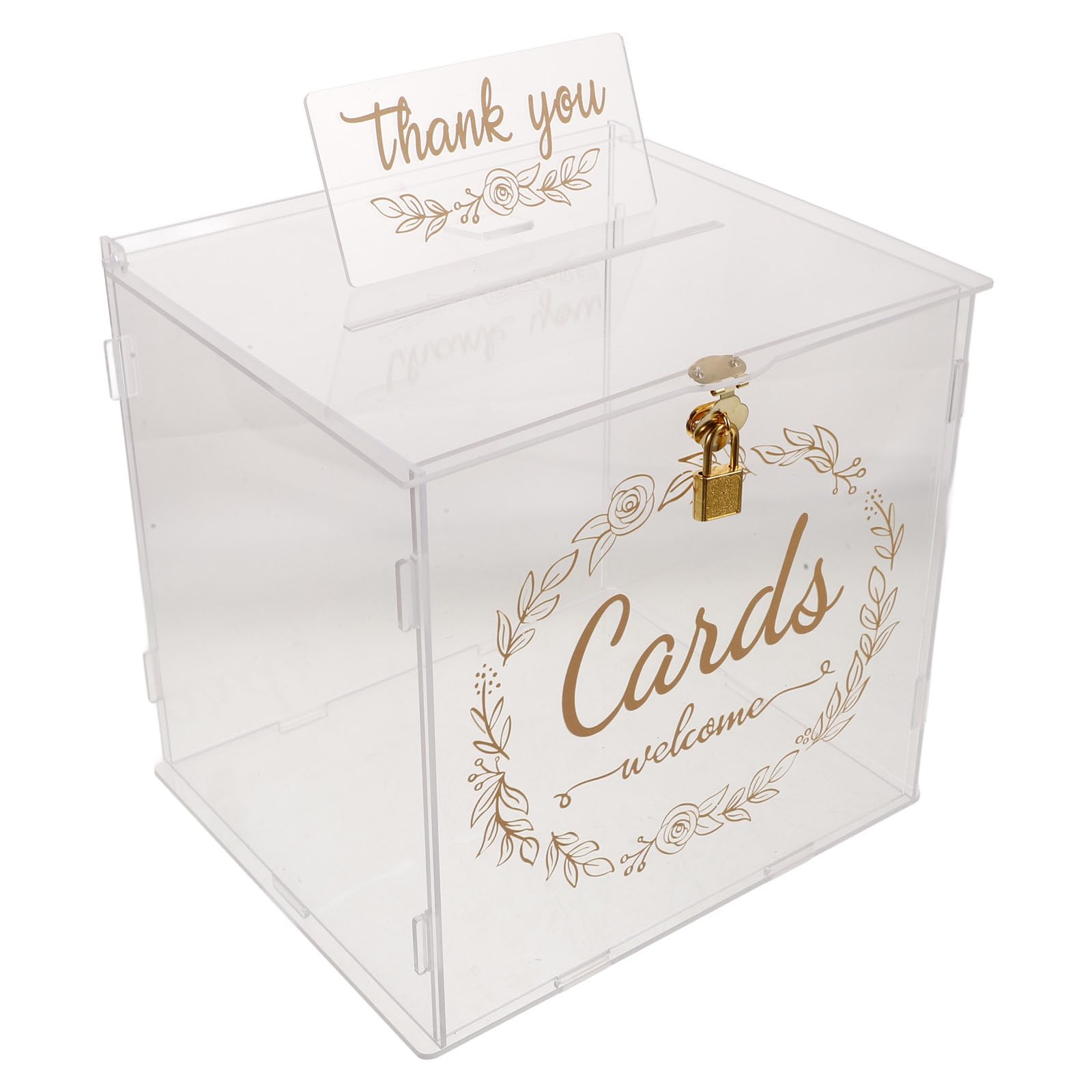 Boîte à cartes en acrylique Operitacx avec serrure pour réception de mariage
