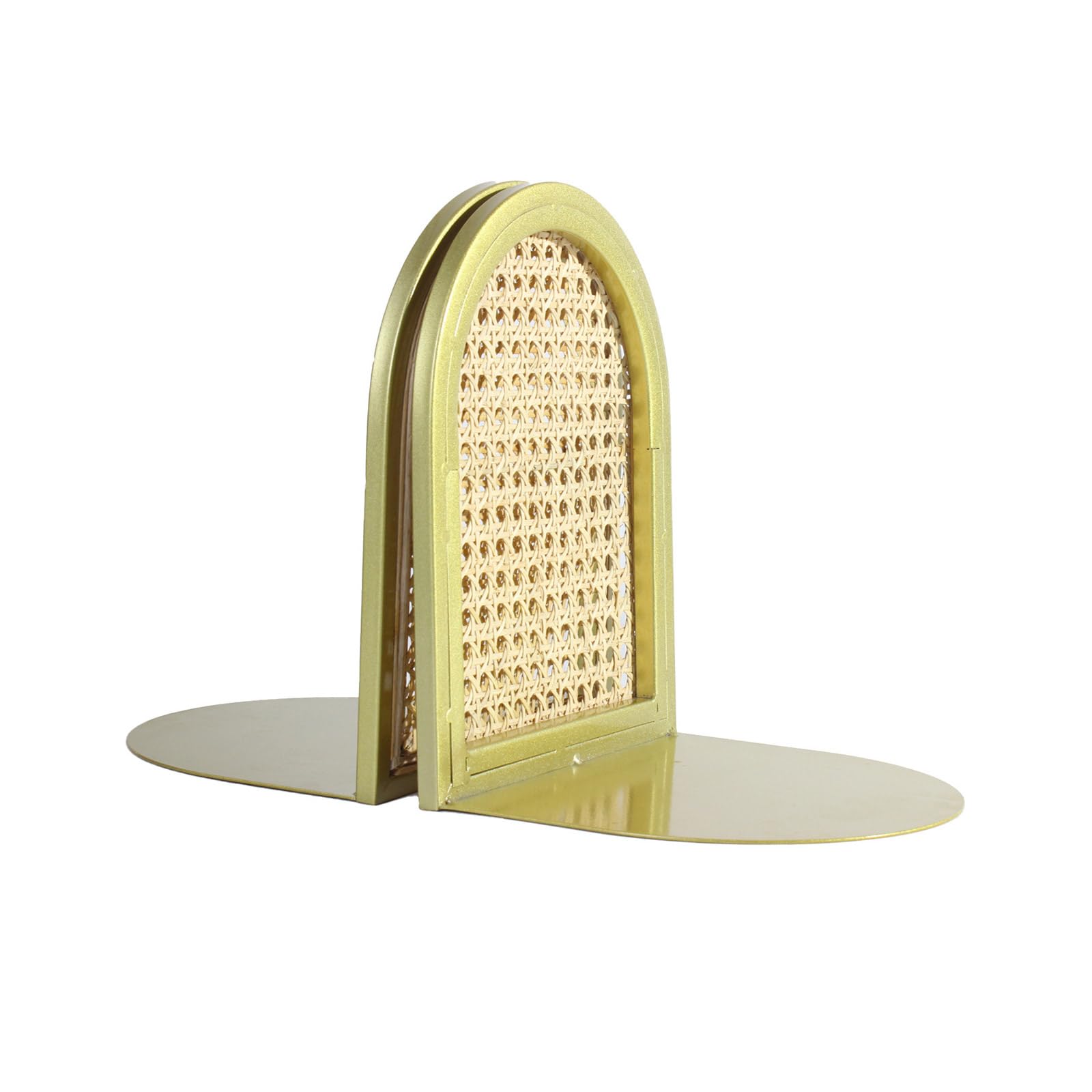 Arched Rattan Bookends Metal Book Stands Simple Book Stoppers Desk Organisers for Books Magazines Display Metal Bookends