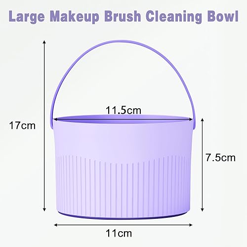 Miniatura 6 de 2023 Nuevo limpiador de brochas de maquillaje Estera 3 en 1 de silicona Limpiador de brochas de maquillaje Tazón (morado)