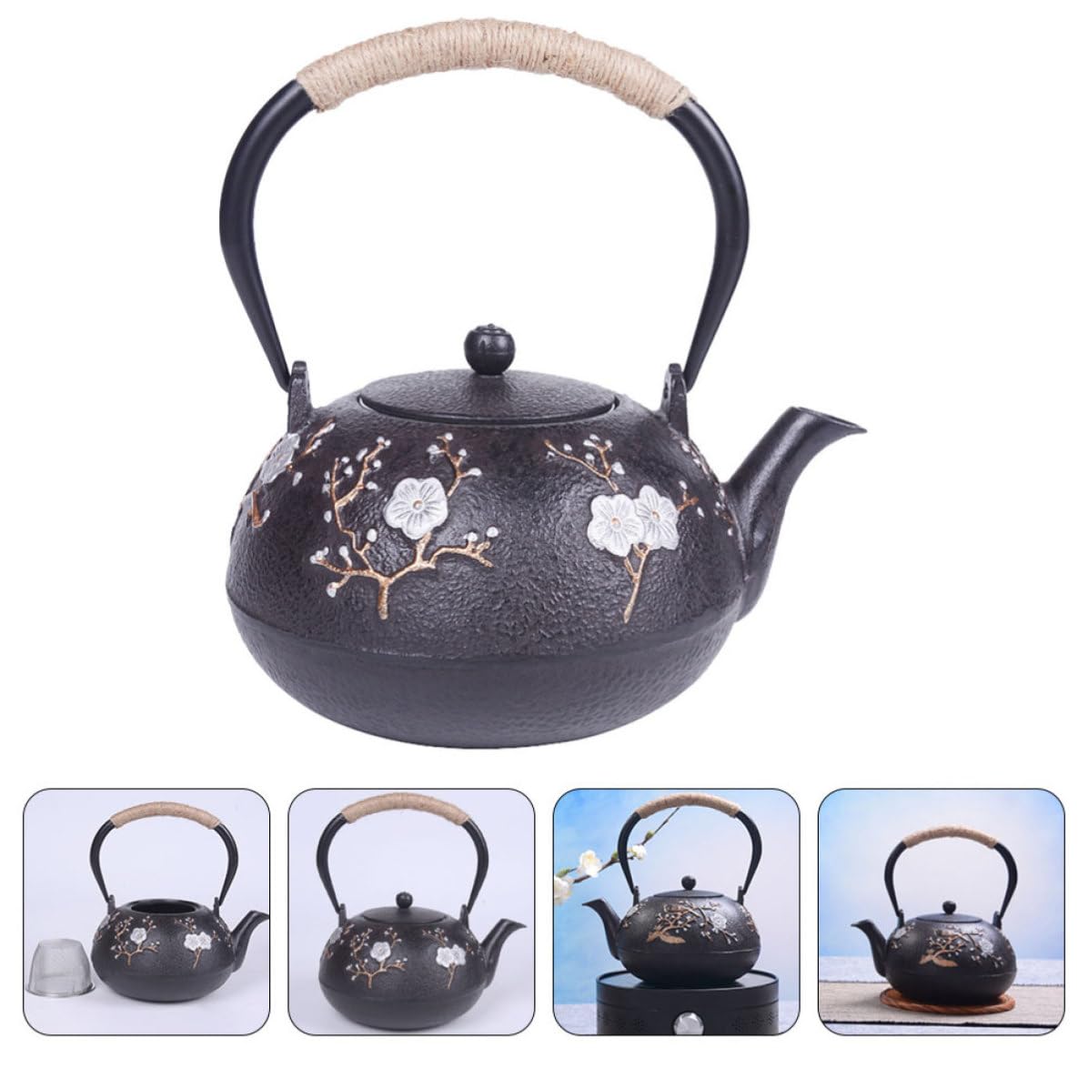 Tetera de Hierro Fundido Material Hierro Resistente Tetsubin Infusor y Fácil de Limpiar y Diseño Tradicional Japonés para Uso en Casa