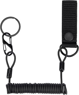 TACNEX Pistol Coil Lanyard Duty Belt Keepers w/D Ring MOLLE Key Holder Secure Spring Sling Metal Clip Marine Police Law Enforcement Security