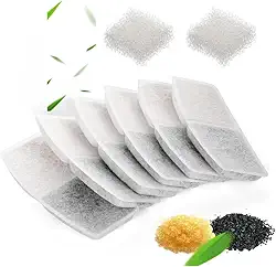 Filtro de Carvão Ativado para Bebedouros de Pets, 6 Unidades, com Esponjas de Pré-filtro, para Gatos e Cães