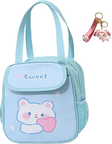 TUMPETY Bolsa de almuerzo para niñas, lonchera de dibujos animados para mujeres con llavero de triple aislamiento, bolsa de picnic portátil de TUMPETY Bolsa de almuerzo para niñas, lonchera de dibujos animados para mujeres con llavero de triple aislamiento, bolsa de picnic portátil de