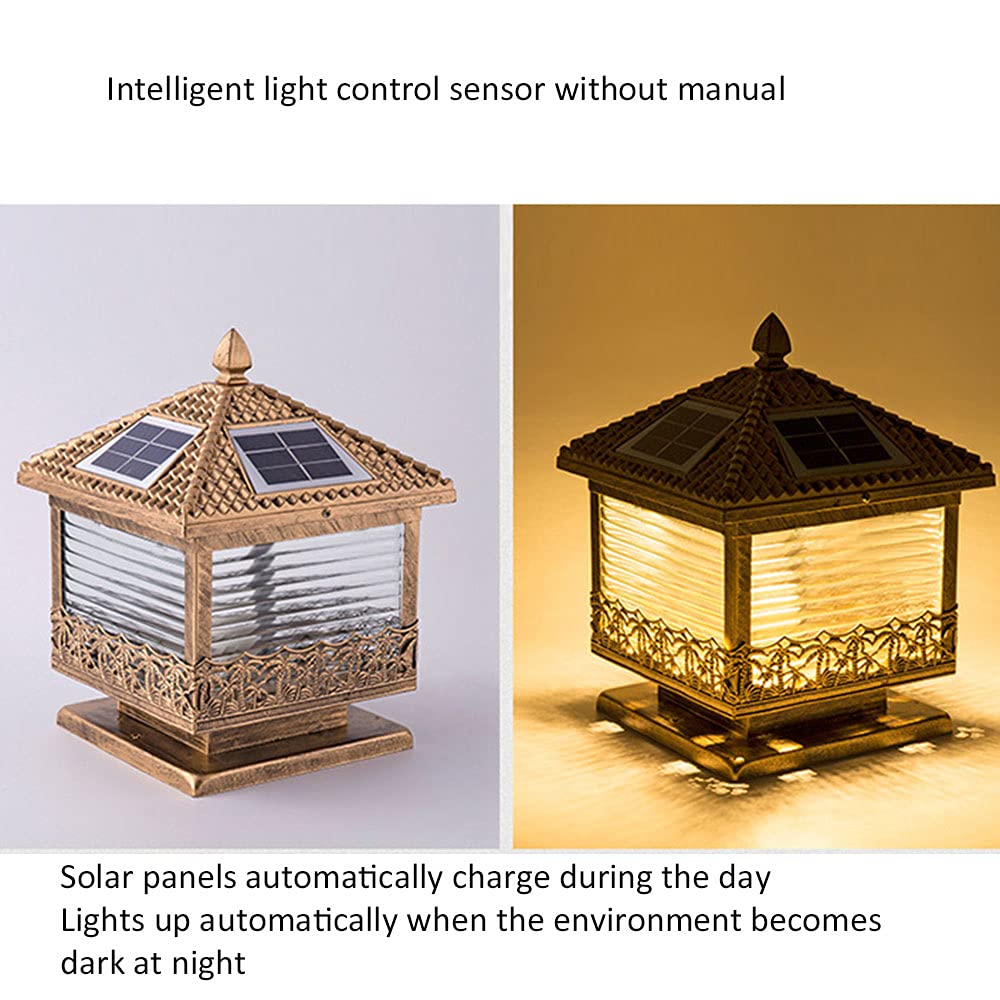 CHENKUI Solarna Lampa Słupkowa W Stylu Chińskim Przemysłowe Oświetlenie Pocztowe Kreatywne Oświetlenie Kolumnowe Z Latarnią W Kształcie Słupa Czujnik Zmierzchu Do Świtu IP54 Wodoodporny Super Jasny