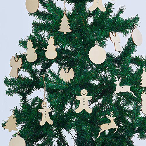 Macting 30Pcs Unfinished Wood Christmas Ornaments With Holes - Angel, Deer, Ball, Doll, Snowman, Christmas Tree Cutouts Tag Tree Hanging Decorations #TOP5