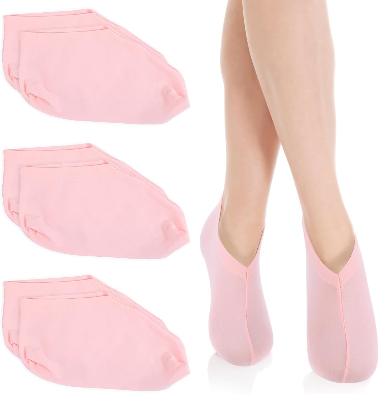 3 Pairs Foot Moisturiser Socks Overnight, Spa Cotton Socks for Foot Cream, Lotion Sock for Moisturising for Dry Feet Care, Moisturising Sock for Cracked Heel Repair Women Men (Pink)