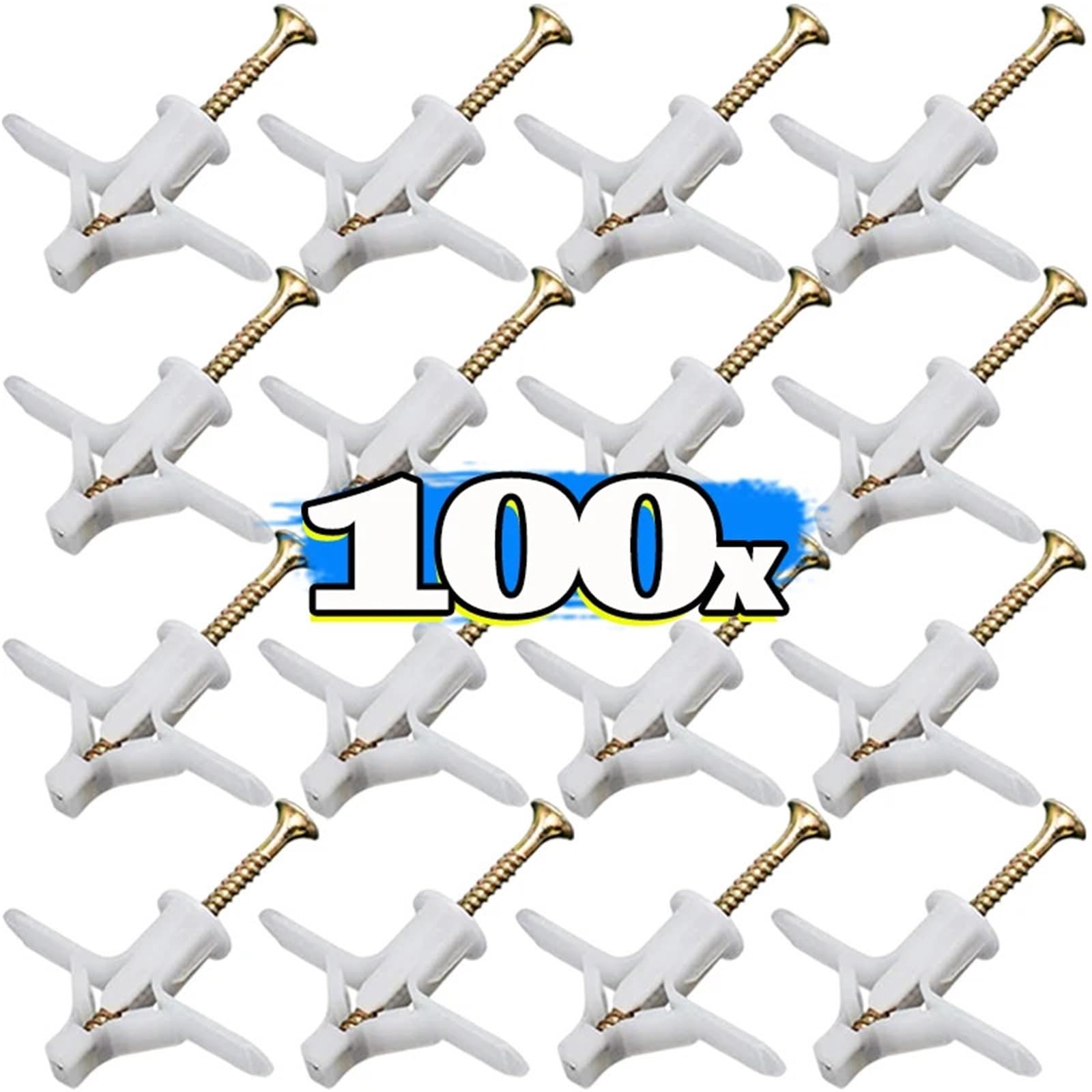 Dübel 10mm Gipskartondübel mit Befestigungsschrauben, selbstbohrende Expansionsschraubenrohre, Trockenbau-Ankerbolzen, Befestigungssätze(Color 2,200PCS (100 Sets))