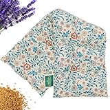Saco Semillas Microondas - 50x15cm Semillas y Lavanda, 100% Algodón - Saco de Semillas para Microondas - Bolsa térmica Calor y Frío (Flores)