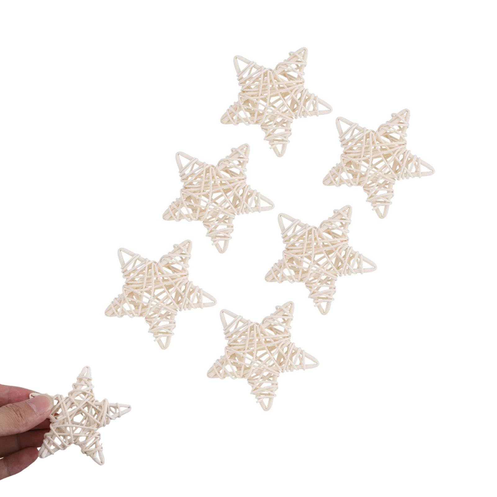 12 Pezzi Stelle In Rattan Fai Da Te, 8.5 Cm Palline In Rattan A Forma Di Stella Decorazione Di Palline Di Rattan A Stella Per Matrimoni Tavoli Albero Di Natale Casa Giardino Bianco(01)
