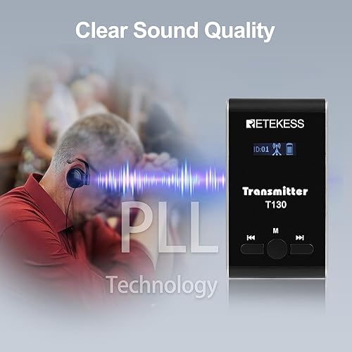 Miniatura 18 de Retekess Sistema de audio inalámbrico T130 para guía turístico, equipo de traducción de la iglesia, calidad de sonido clara, auriculares de guía