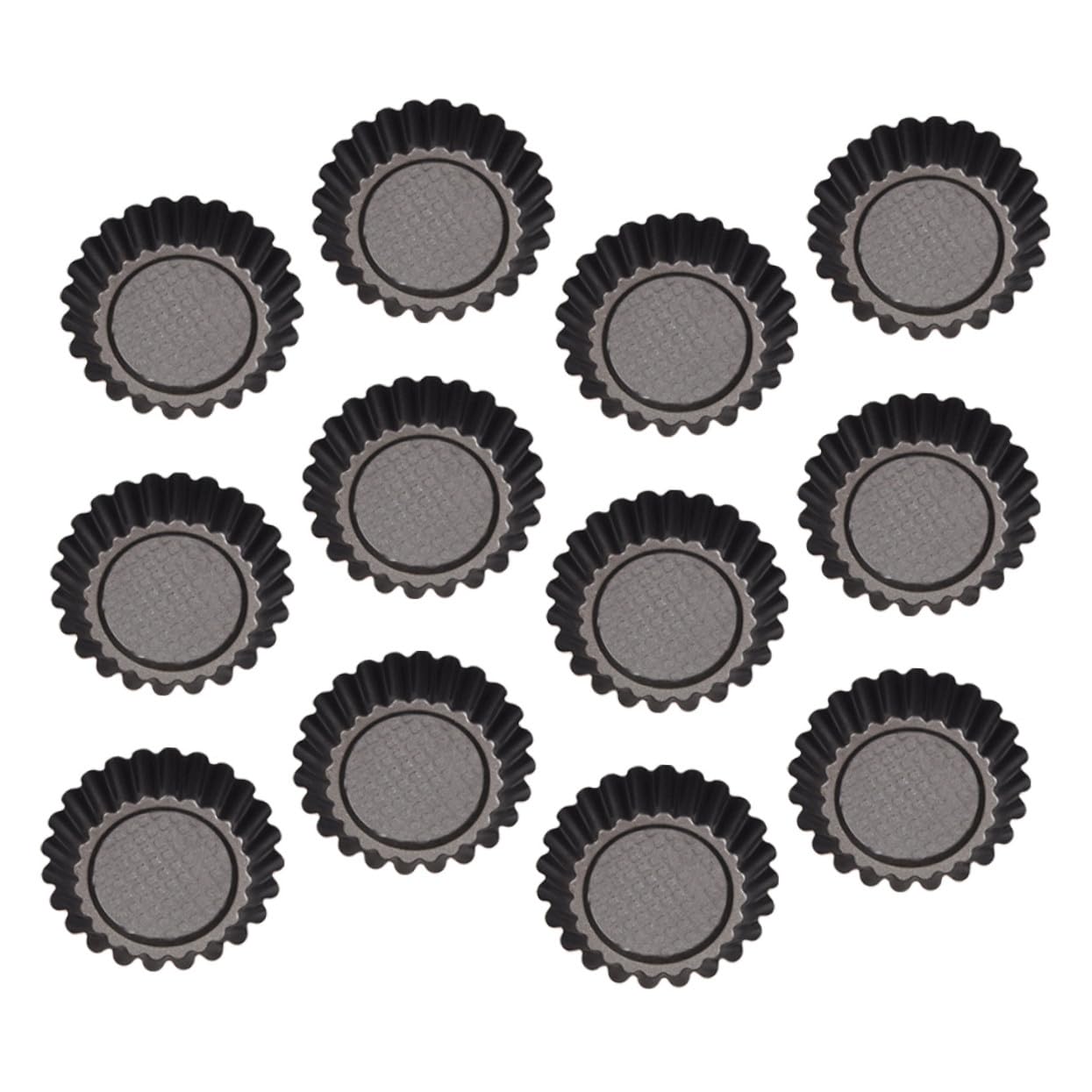 Molde Floral para Tarta de Huevo 12 Piezas de Acero al Carbono Negro | Desmolde Fácil, Resistente a Rayaduras, Calentado Rápido, Mantiene la Pieza Intacta