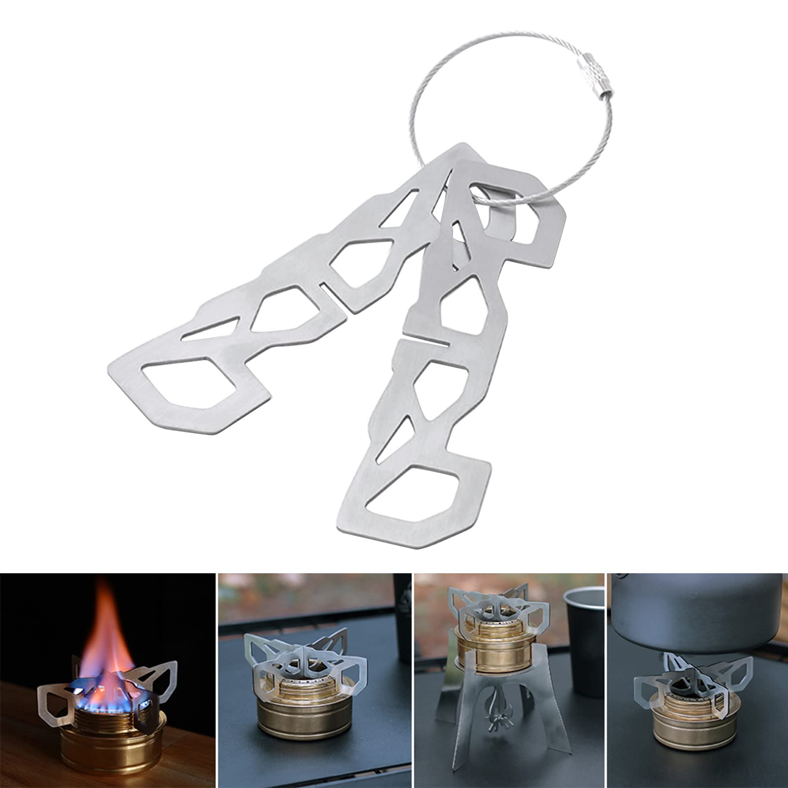 FGDTREE Portable Stainless Steel Stove Cross Stand - Outdoor Camping Stove Rack - Alcohol Fuel