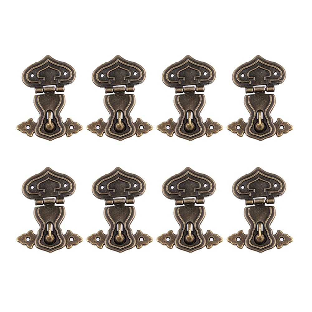 FSSTUD 8 Pcs Small Antique Bronze Hasp Mini Box Padlock Latch Decorative Vintage Lock Clasp Wooden Box Locking Hasp Jewelry Box Latches Hardware