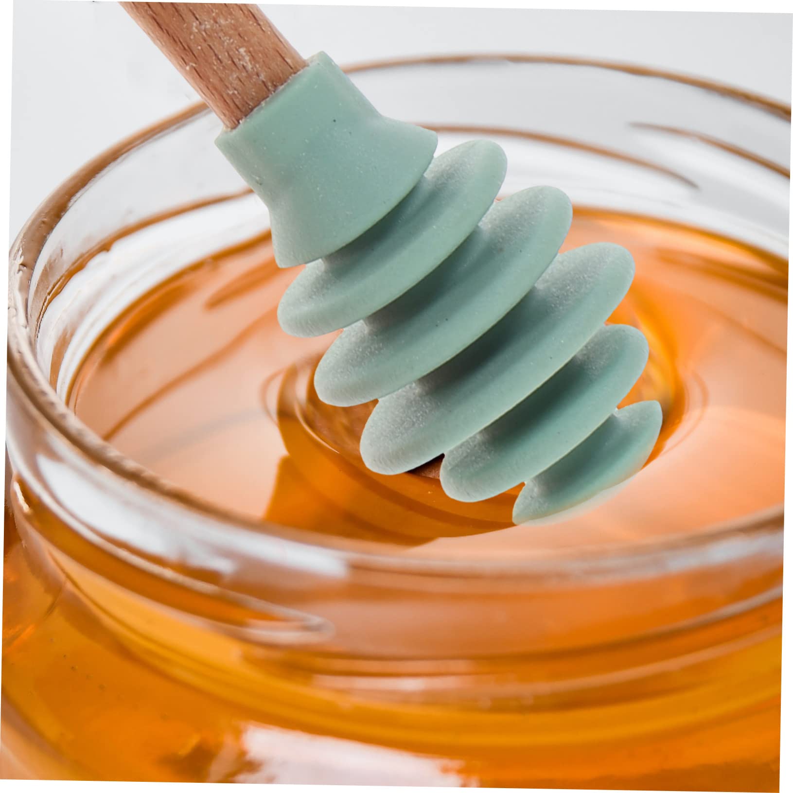 OFFSCH 5pcs Silicone Honey Stirrer Spoons Non-stick for Pot Jar for Honey Syrup